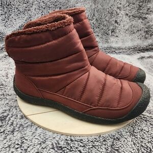 Keen Howser Fold Down Burgundy Lined Winter Snow Ankle Boots Women's Size 11